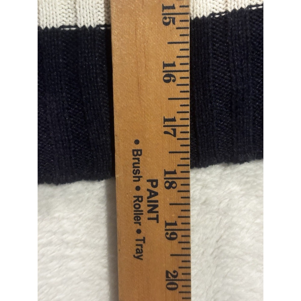 American Eagle Crop Cardigan Sweater Women's S Blue White Chunky Ribbed Striped‎ - Picture 8 of 10